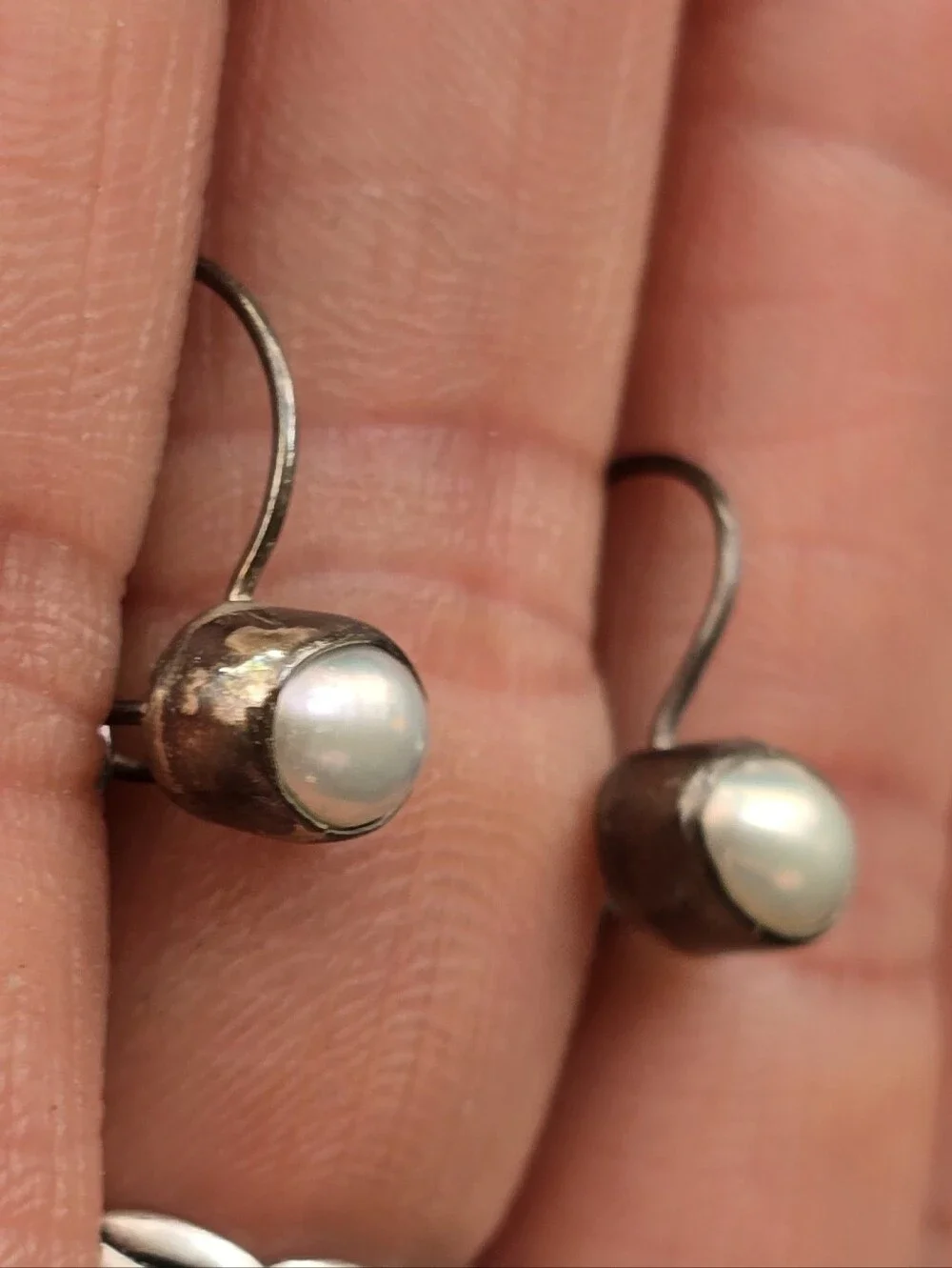 Super cute baroque nugget pearls set in sterling silver earrings
